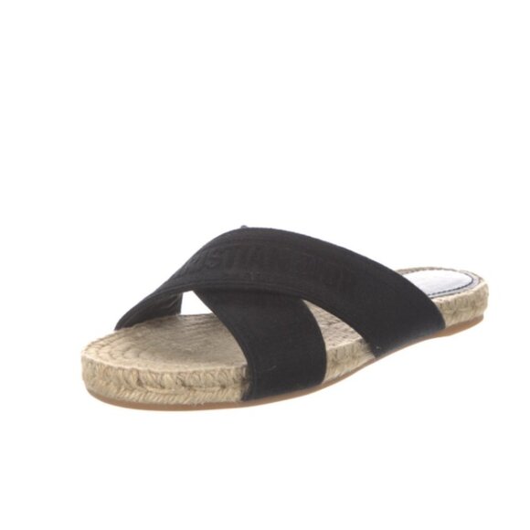 Christian Dior Granville Embroidered Logo Espadrille Slide Sandals 38.5 8.5 - Picture 1 of 5